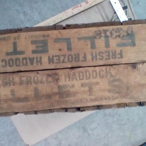 Vintage wood Haddock Fish Box Primitive Rustic