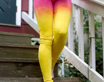 Yellow Leggings, Pink Leggings, Pink Yoga Leggings, Yellow Yoga Leggings, High Waist, Yellow Yoga Pants, Colorful Leggings, Ombeautiful