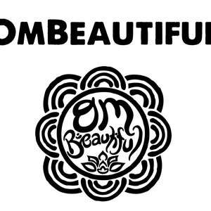 Op de afbeelding: Zwart-witte illustratie van een gestileerd Om-symbool met het woord "Beautiful" eromheen. Het symbool wordt omringd door een cirkelvormig ontwerp met meerdere concentrische cirkels.