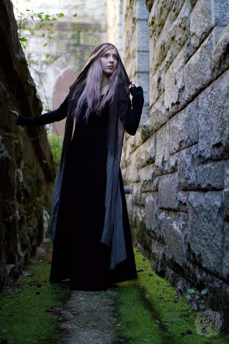 Gothic Dress, Medieval Dress, Witch Dress Black Maxi Dress, Renaissance Faire Dress, Festival Dress, Long Black Dress, Long Sleeve Dress image 4