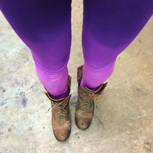 Purple Leggings, Tie Dye Yoga Leggings, Violet Leggings, Dark Purple Leggings, Shibori Leggings, Ombre Leggings, Handmade by OmBeautiful