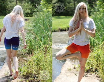 Shorts de yoga teñidos con degradado personalizados: shorts deportivos de algodón y licra
