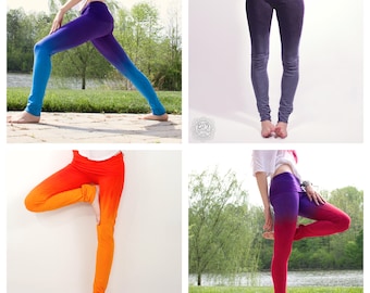 Surprise Hand-Dyed Yoga Leggings: Colorful Cotton Lycra Blend - Fun Gift for Yogis