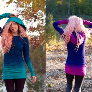 Custom Tie Dye Hoodie Dress: Long Hooded Cotton Lycra Blend