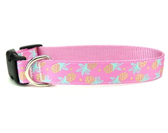 puppy collar cool collar Pineapple dog collar fruit print fun dog collar