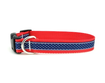 Stars and Stripes Dog Collar - 4th of July Collar - Fourth of July Collar - Patriotic Dog Collar - Red White and blue Collar - USA Collar