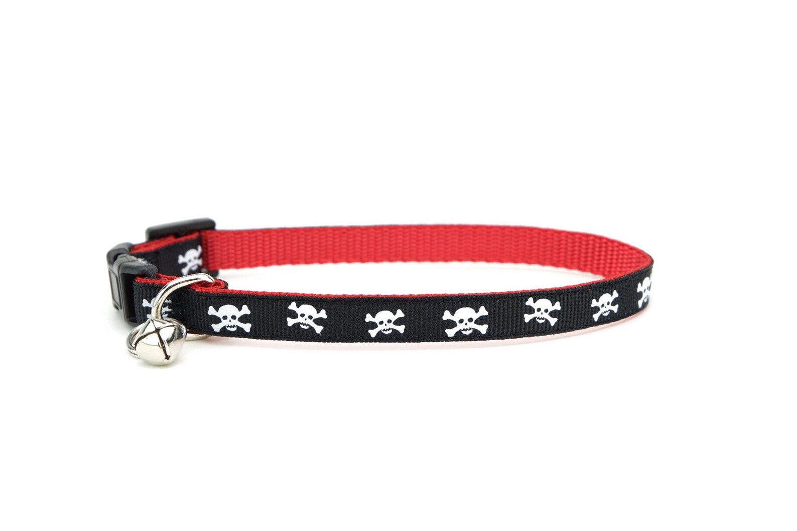 Cat Collar Skulls and Crossbones Cat Collar on Red Etsy