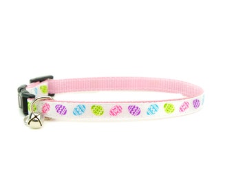 Cat Collar - Easter Cat Collar- Easter Eggs on Blue or Pink - Spring Cat Collar- Breakaway Safety Cat Collar- Kitten collar