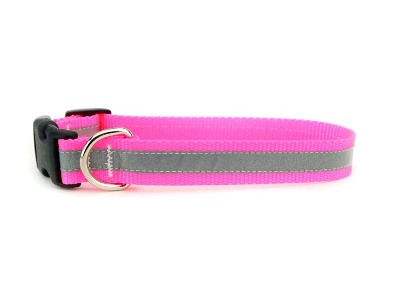 Reflective Dog Collar Neon Pink Dog Collar High Visibility Etsy