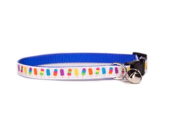 Summertime Cats!  Popsicle kitty Collar - Bright, Playful, and Perfect for Summer. Breakaway collar