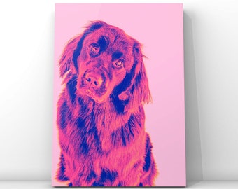 Newfoundland Dog Art Print - Pet Portrait - Dog Nursery Decor - Dog Lover Gift - Pet Photography - Dog Wall Art - Newfie Art - Hot Pink Art