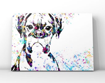 Boxer Art Print - " The Boxer Stare"- Giclée - Dog Art - Canvas - Boxer lover gift - Boxer Painting - Pet Photography - Watercolor Boxer