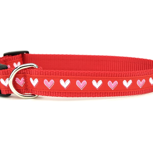 Heart dog collar, Red Dog Collar,  Large and Small Sizes, Adjustable, I love my dog gift, new puppy collar, Big dog, little dog