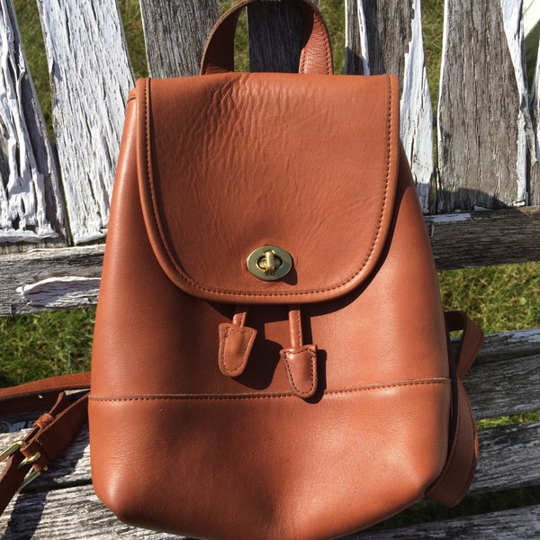 Vintage Coach Brown Front Flap Leather Backpack Handbag/Purse
