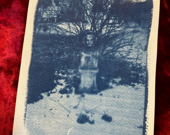 Haunted Statue Cyanotype