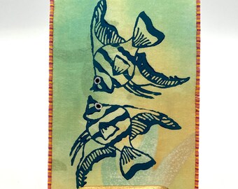 Angel Fish Fabric Postcard