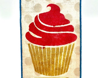 Cupcake Fabric Postcard