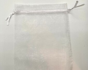 20 White Organza Drawstring Bags -5x7