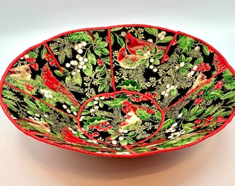 Cardinals in Winter Fabric Bowl