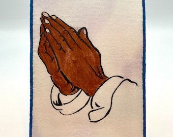 Praying Hands Fabric Postcard