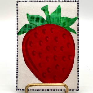 Strawberry Fabric Postcard