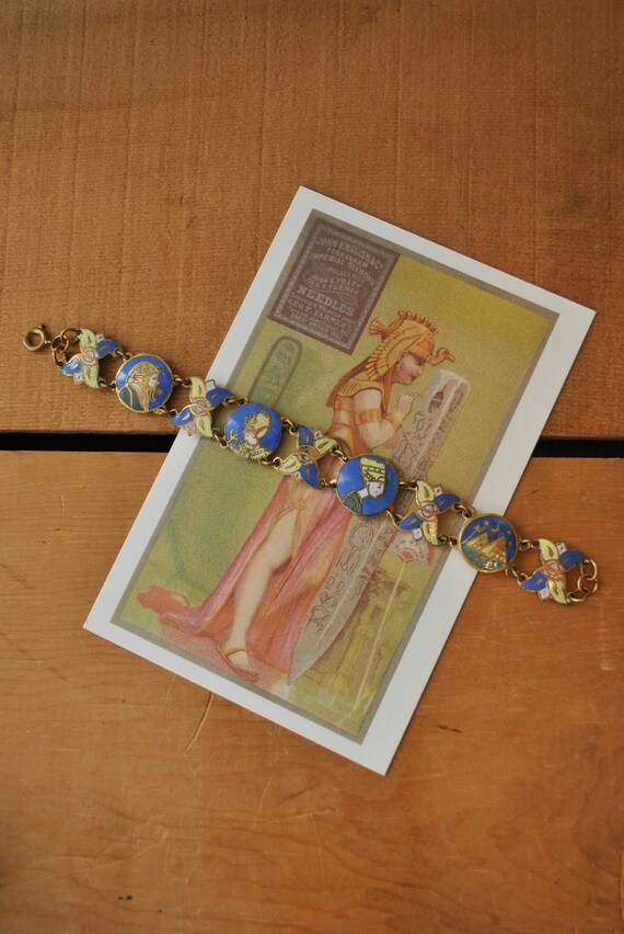 Egyptian Revival Enamel Bracelet