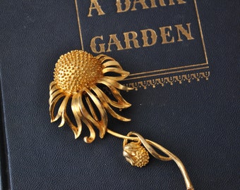 Vintage Signed Coneflower Brooch