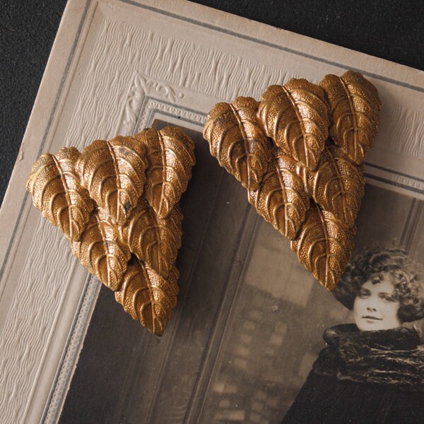 1930s Brass Leaf Dress Clips