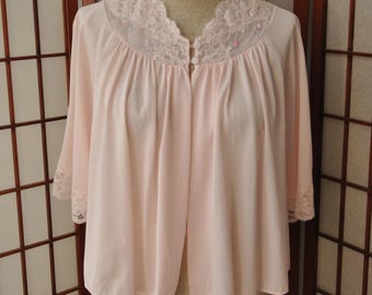 Chaqueta de cama vintage rosa con estampado floral - Pequeña