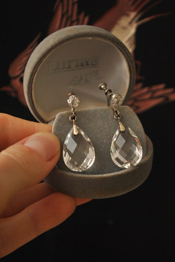 Art Deco Glass Prism Teardrop Earrings - image 4
