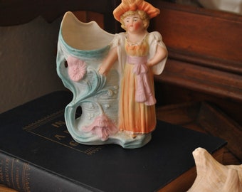 Art Nouveau Bisque Lady Vase