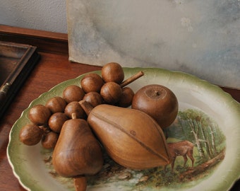 Vintage Mid Century Carved Wood Fruit