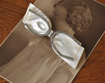 1920s Mother of Pearl Bowtie Brooch