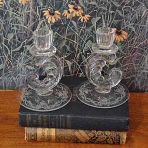 Vintage Fostoria Romance Candlestick Pair