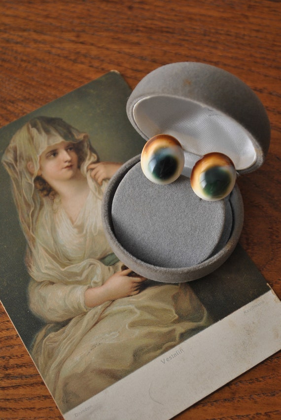 Vintage Operculum Shell Earrings
