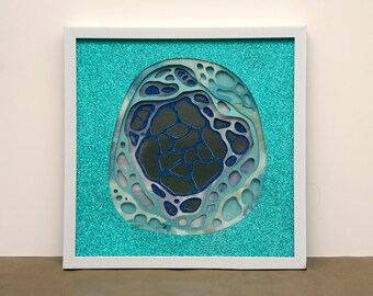 Turquoise Blue Green Framed Cell Wall Art - Medical student doctor gift - Science Art - Molecular Biology Art - Medical Science - Biologist