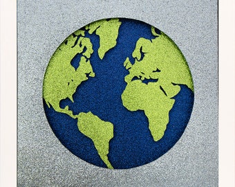 Earth Paper Cut Art - Nature lover gift - world - globe - climate change art - science wall art - save the trees - save the planet