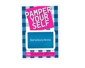 Pamper Yourself Gift Card Holder - PRINTABLE - Pamper Yourself - Spa Gift Card Holder - Gift Card Holder -  Birthday Gift Card Holder