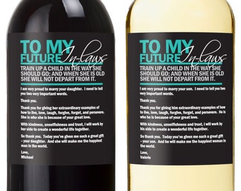 In Laws Wedding Gift Wine Labels - Wedding Gifts for Parents - Wedding Wine Labels - Future In Law Gift - Wine Bottle Labels, Wine Label Set