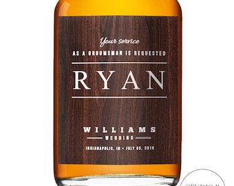 Will You Be My Groomsman Whiskey Labels - Your Service is Requested - Best Man Liquor Label - Wedding Party Gifts - Ask Groomsmen Gift