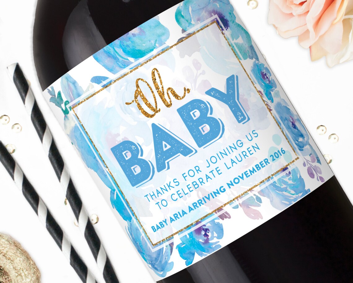 Oh Baby Wine Labels Baby Shower Champagne Labels Mini Etsy