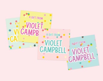 Kids Gift Stickers - To From Labels - Kids Gift Stickers - Name Stickers - Birthday Gift Stickers - Birthday Gift Tag - Custom Name Stickers