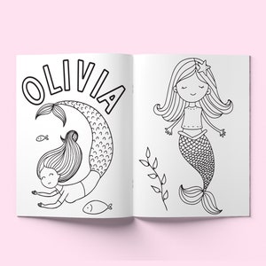 Mermaid Personalized Kids Color Books Kid Custom Name Color Book Children's Coloring book Personalized Affordable Kids Gift-Kids Craft image 5
