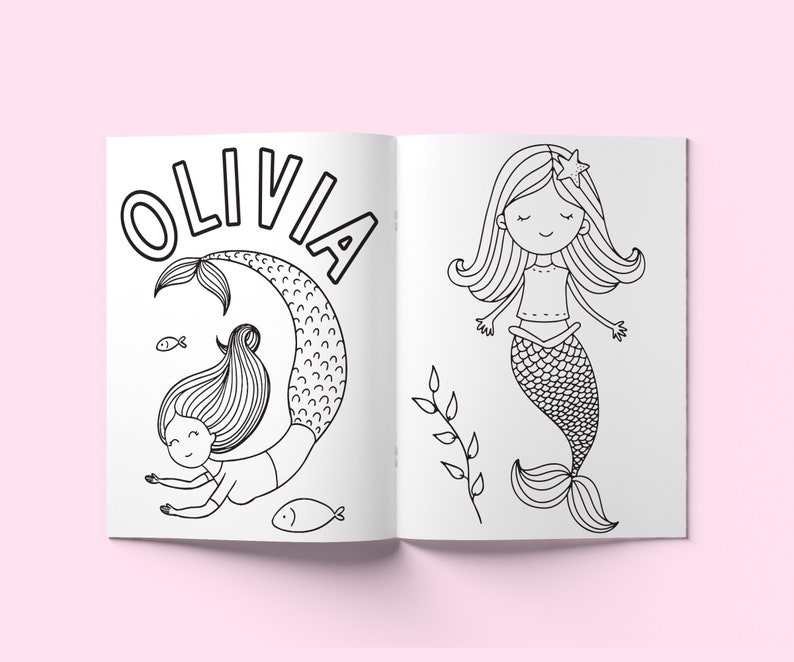 Mermaid Personalized Kids Color Books Kid Custom Name Color Book Children's Coloring book Personalized Affordable Kids Gift-Kids Craft image 5