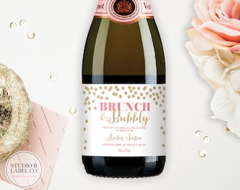 Brunch and Bubbly Bridal Shower Wine Labels - Wine Themed Bridal Shower Champagne Favors - Bridal Brunch Champagne Labels