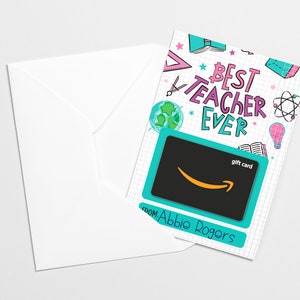 Best Teacher Ever Gift Card Holder DIGITAL DOWNLOAD Thank You Teacher Teacher Gift Teacher Appreciation Week Gift Card Holder image 5