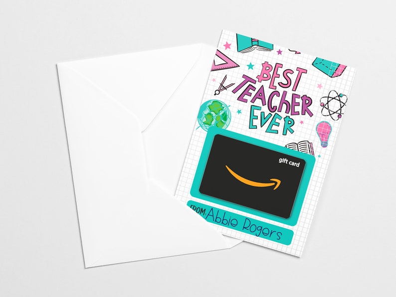 Best Teacher Ever Gift Card Holder DIGITAL DOWNLOAD Thank You Teacher Teacher Gift Teacher Appreciation Week Gift Card Holder image 5