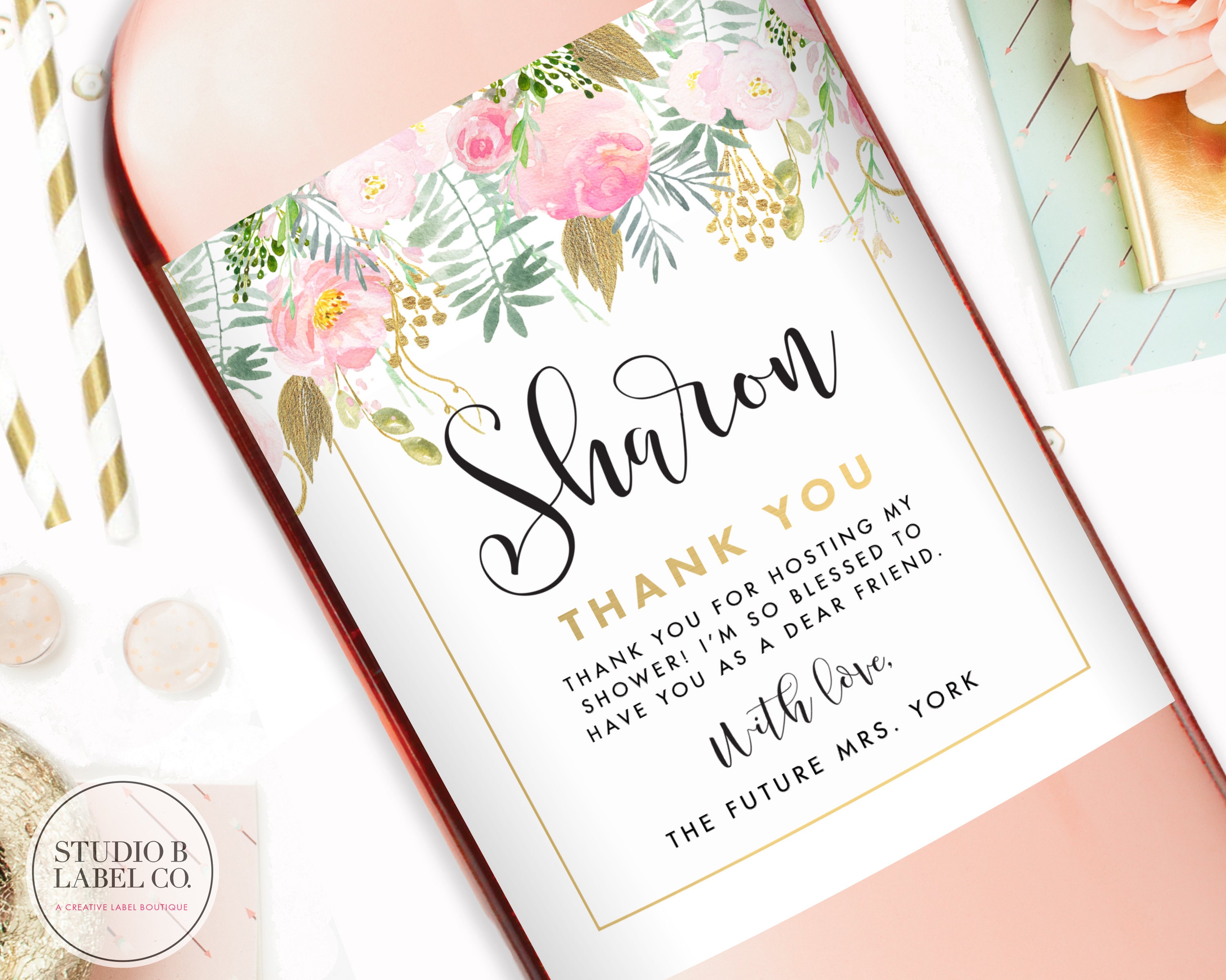 Wine Label Hostess Gift Thank You Note Wine Labels Bridal Etsy