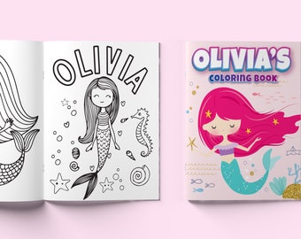 Mermaid Personalized Kids Color Books - Kid Custom Name Color Book - Children's Coloring book - Personalized Affordable Kids Gift-Kids Craft