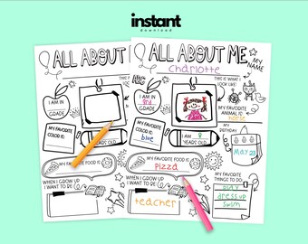 Teacher Appreciation Coloring Page - INSTANT DOWNLOAD - Teacher Gift Idea - Teacher PRINTABLE Gift - Thank You Teacher Gift from Child